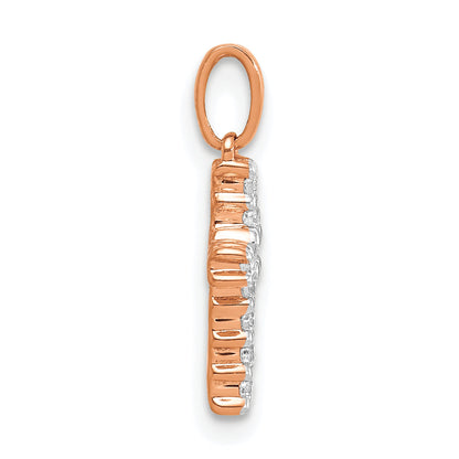 14K Rose Gold Diamond Latin Cross Pendant