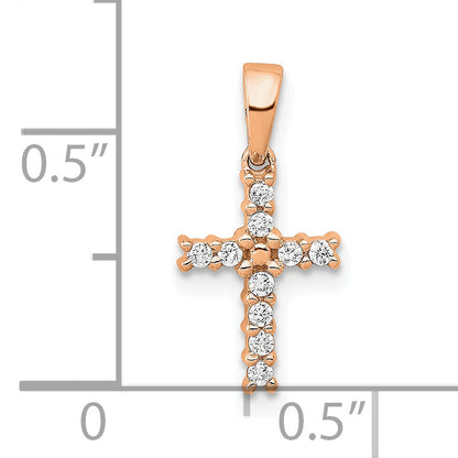 14K Rose Gold Diamond Latin Cross Pendant