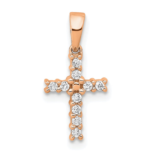14K Rose Gold Diamond Latin Cross Pendant
