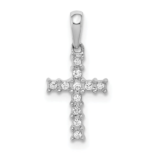 10K White Gold 10K 1/20Ct. Diamond Latin Cross Pendant
