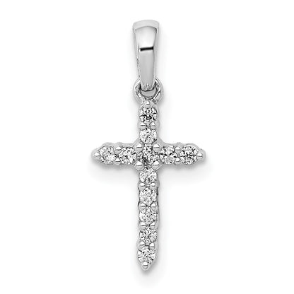 14k White Gold 1/10 Ct. Lab Grown Diamond VS/SI+ G+ Cross Pendant