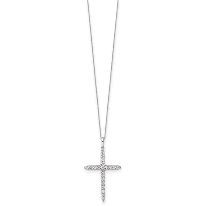 14k White Gold 1 Ct. Lab Grown Diamond VS/SI+ G+ 18 inch Cross Pendant Necklace