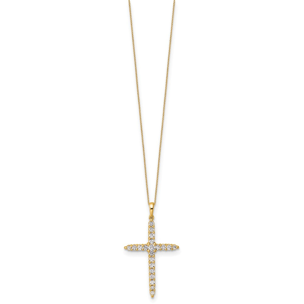 14k Yellow Gold 1 Ct. Lab Grown Diamond VS/SI+ G+ 18 inch Cross Pendant Necklace