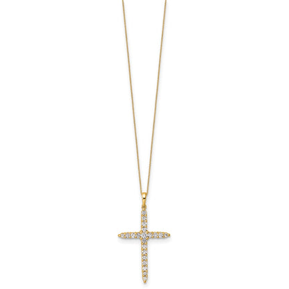 14k Yellow Gold 1 Ct. Lab Grown Diamond VS/SI+ G+ 18 inch Cross Pendant Necklace