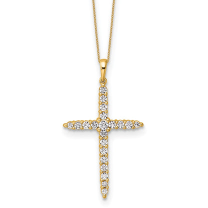 14k Yellow Gold 1 Ct. Lab Grown Diamond VS/SI+ G+ 18 inch Cross Pendant Necklace