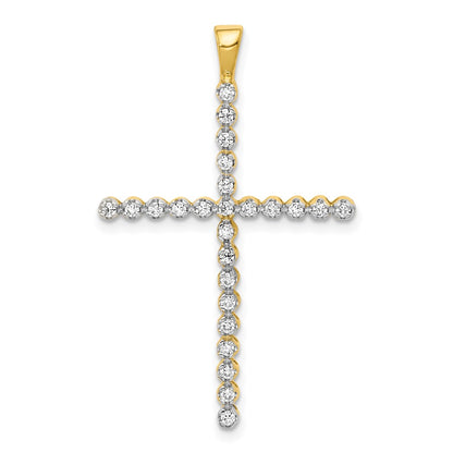 14k Yellow & Rhodium and Lab Grown Diamond VS/SI FGH Cross Pendant
