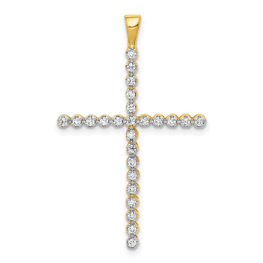 14k Yellow & Rhodium and Lab Grown Diamond VS/SI FGH Cross Pendant