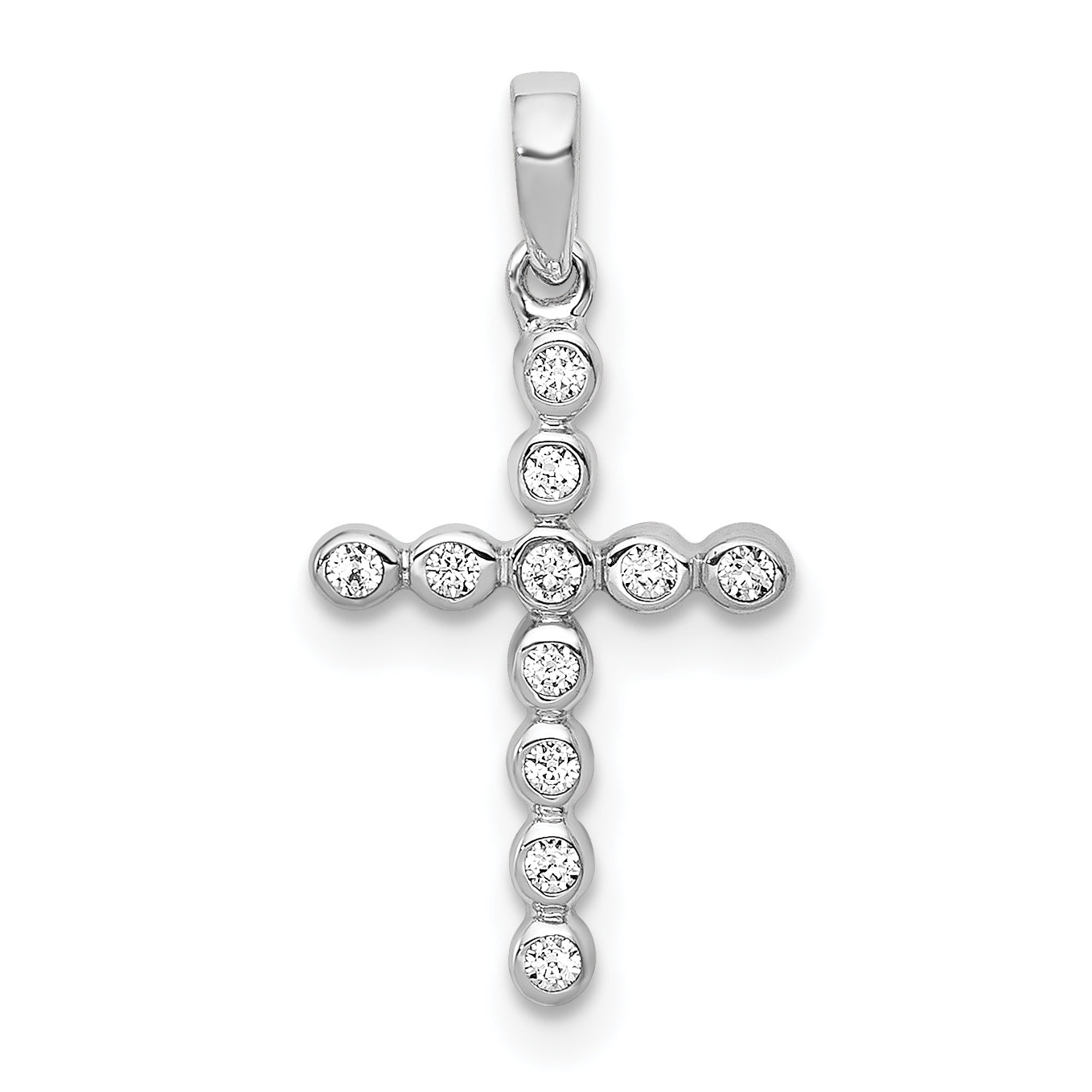14K White Gold 1/10Ct. Diamond Cross Pendant