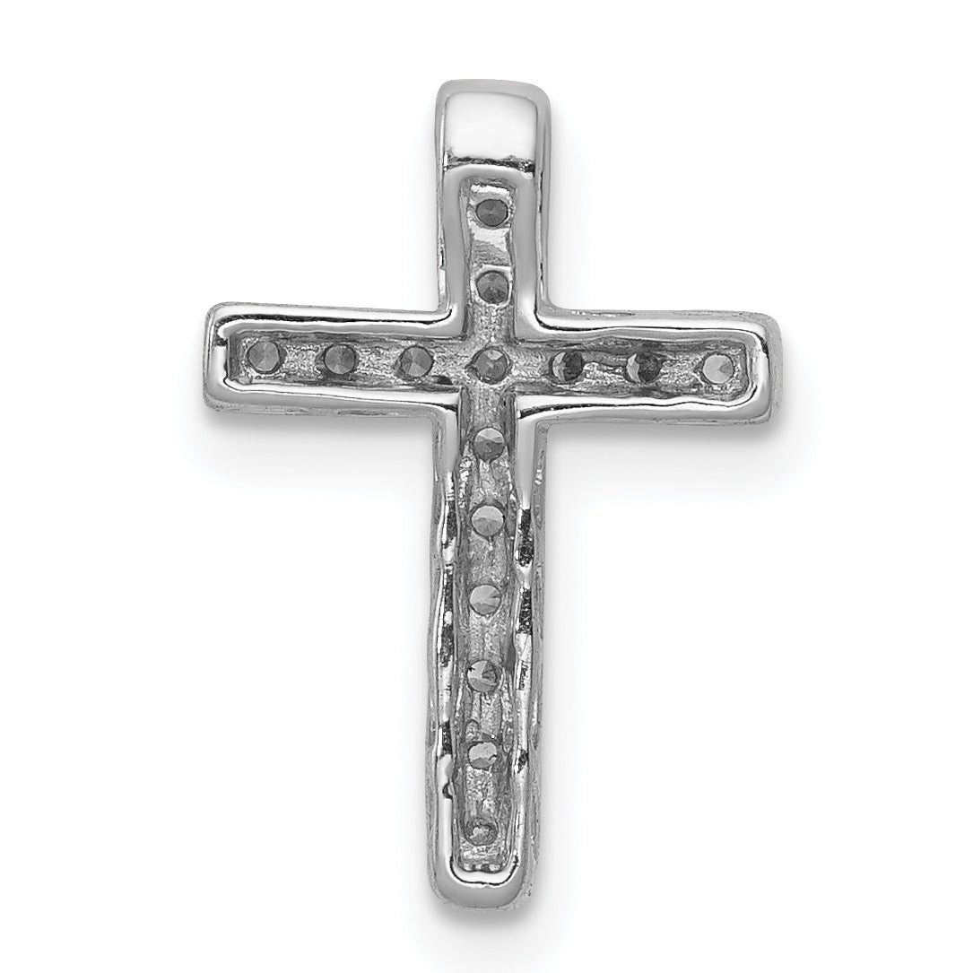 10K White Gold 10K 1/6Ct. Diamond Latin Cross Chain Slide