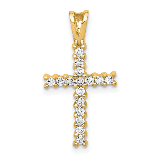 10K Yellow Gold 10K Diamond Latin Cross Pendant