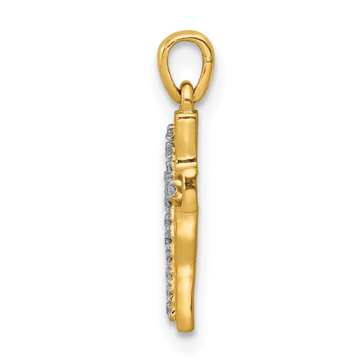 10K Yellow W/Rhodium 10K And Rhodium 1/20Ct. Diamond Cross Pendant