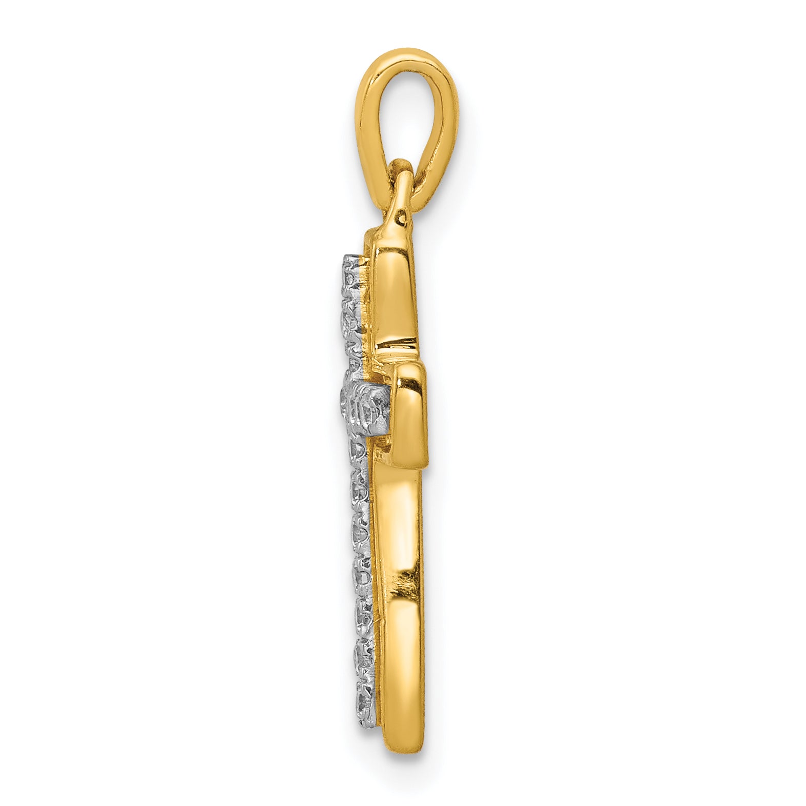 10K Yellow W/Rhodium 10K And Rhodium 1/8Ct. Diamond Cross Pendant