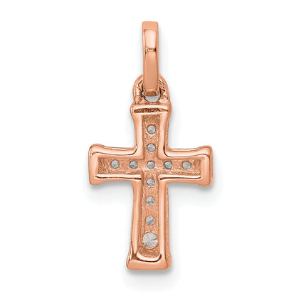 14K Rose Gold Small 1/20Ct. Diamond Latin Cross Pendant