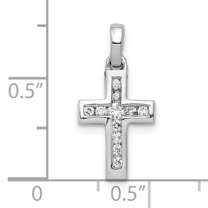 10K White Gold 10K 1/6Ct. Diamond Latin Cross Pendant