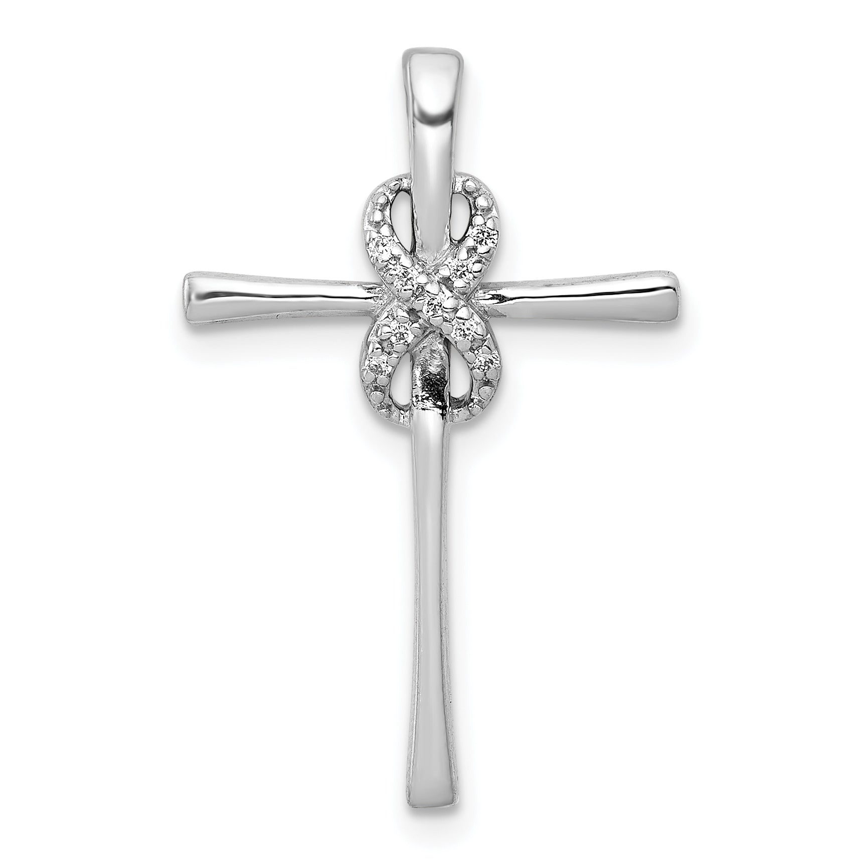 10K White Gold 10K .03Ct. Diamond Infinity Cross Chain Slide