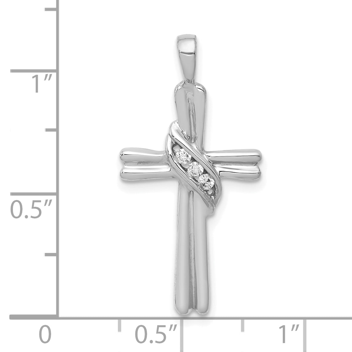 10K White Gold 10K Aa Diamond Cross Pendant