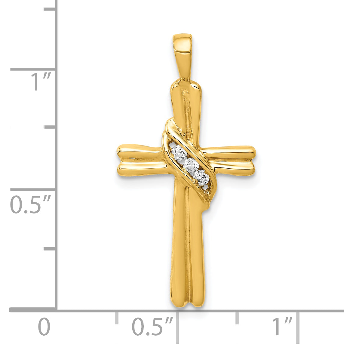 10K Yellow Gold 10K Aa Diamond Cross Pendant