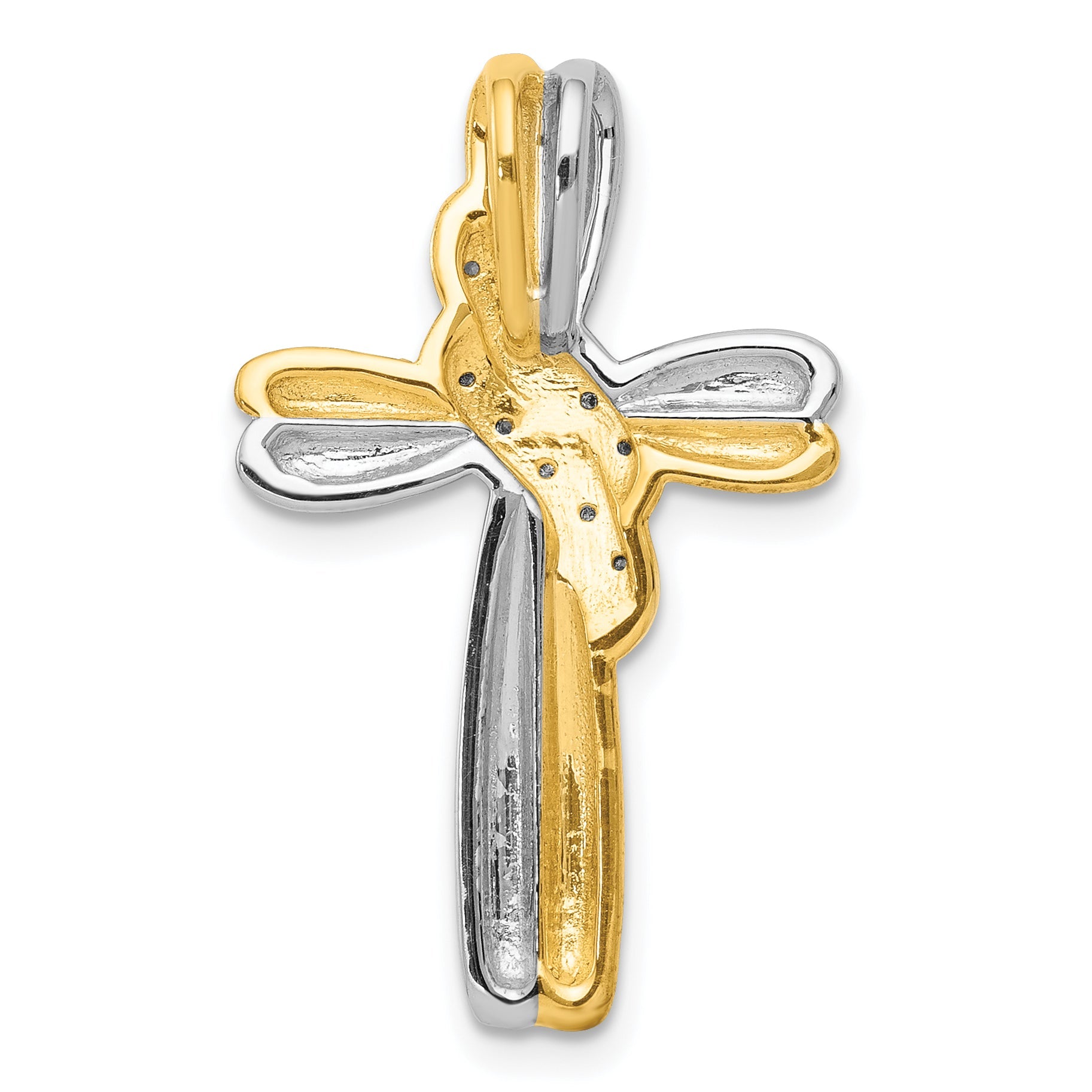 10K Two-Tone 10K Diamond Cross Pendant