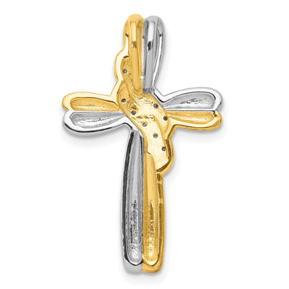 10K Two-Tone 10K Diamond Cross Pendant