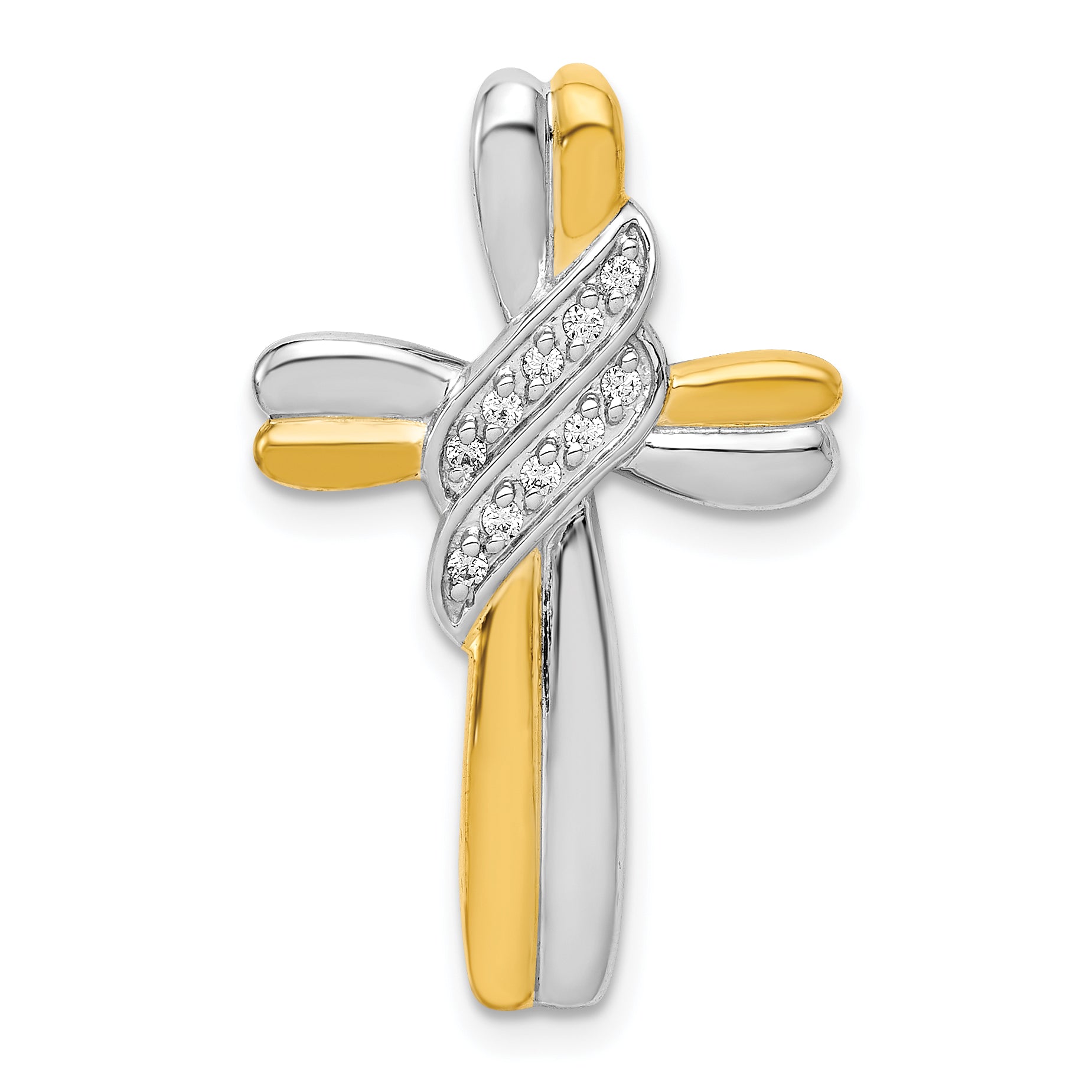 10K Two-Tone 10K Diamond Cross Pendant