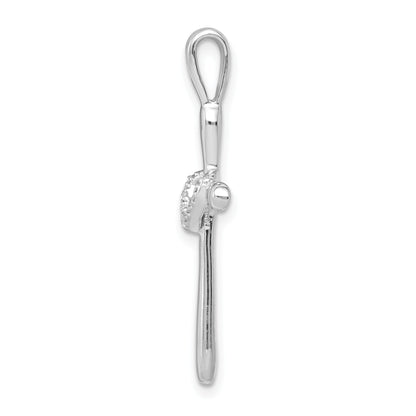 10K White Gold 10K 1/10Ct. Diamond Cross W/Heart Pendant