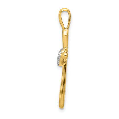 10K Yellow Gold 10K Diamond Cross W/Heart Pendant