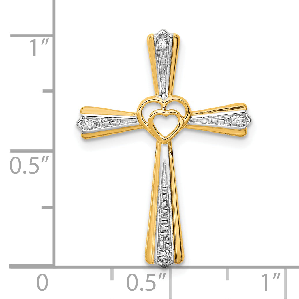 10K Yellow W/Rhodium 10K Rhodium Diamond Cross Pendant