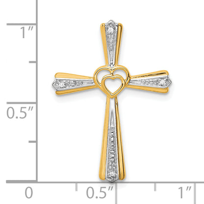 10K Yellow W/Rhodium 10K Rhodium Diamond Cross Pendant