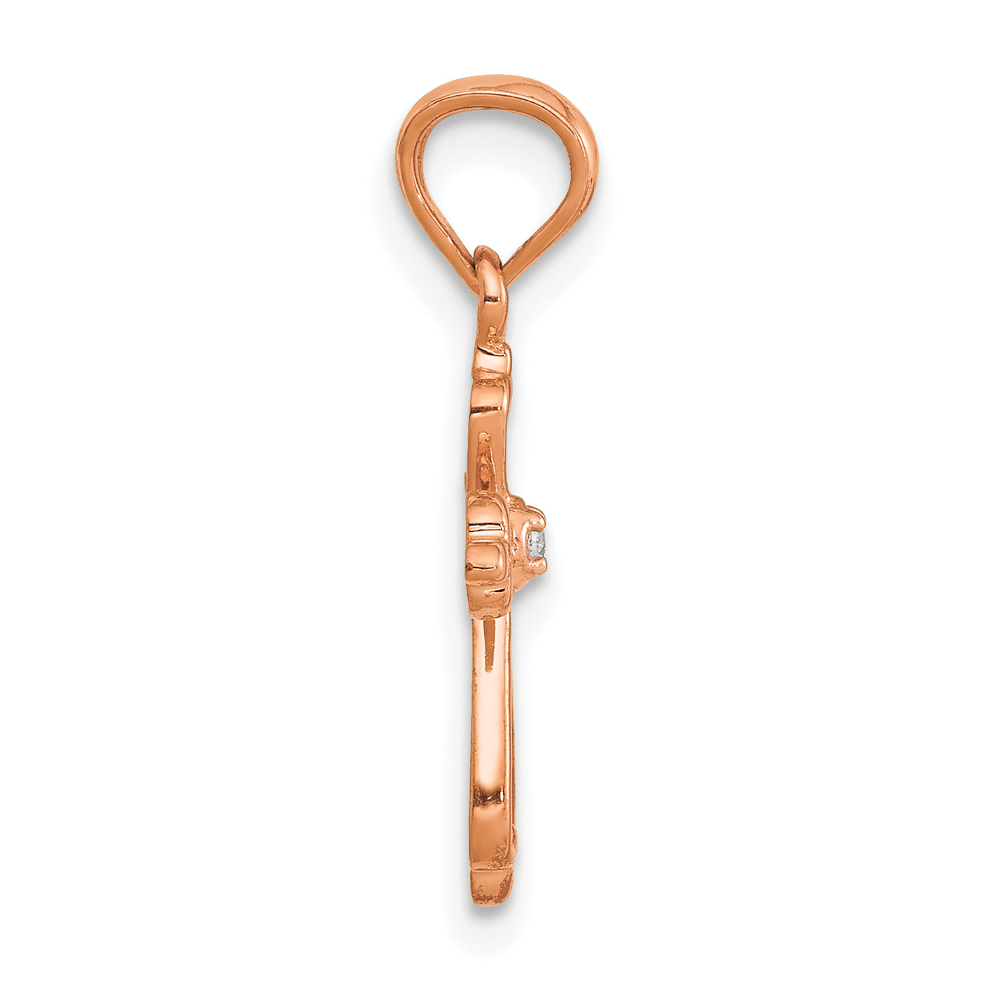 14K Rose Gold Diamond Accented Cross Pendant