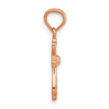 14K Rose Gold Diamond Accented Cross Pendant