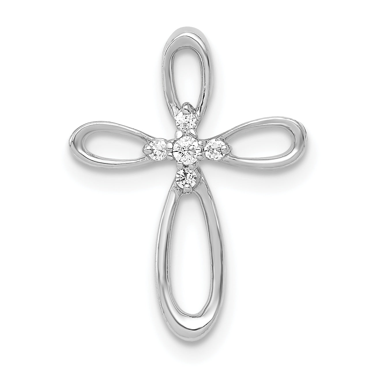 10K White Gold 10K 1/20Ct. Diamond Cross Chain Slide