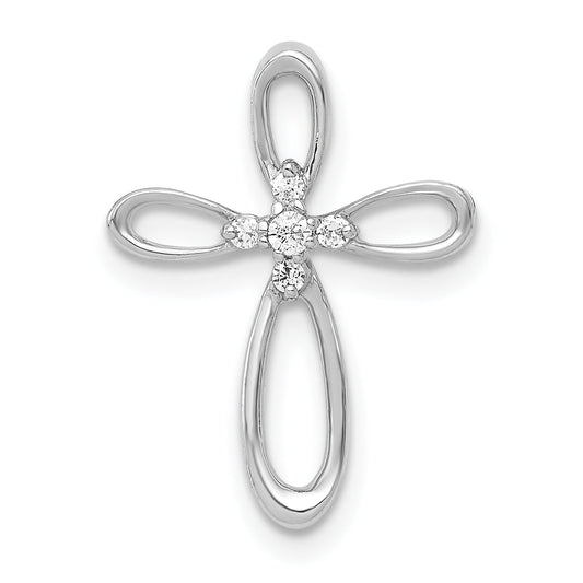 10K White Gold 10K 1/20Ct. Diamond Cross Chain Slide