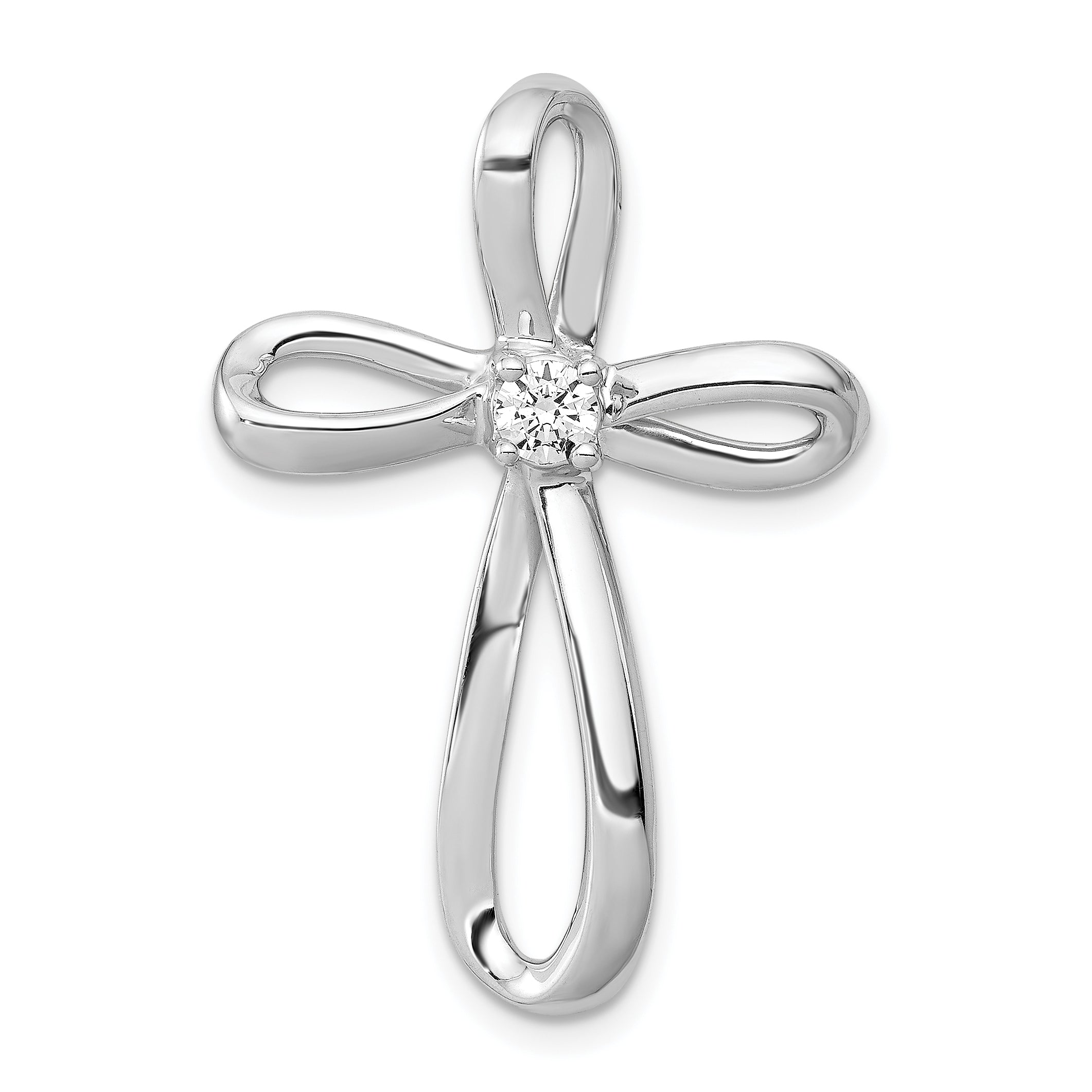 10K White Gold 10K 1/6Ct. Diamond Cross Chain Slide