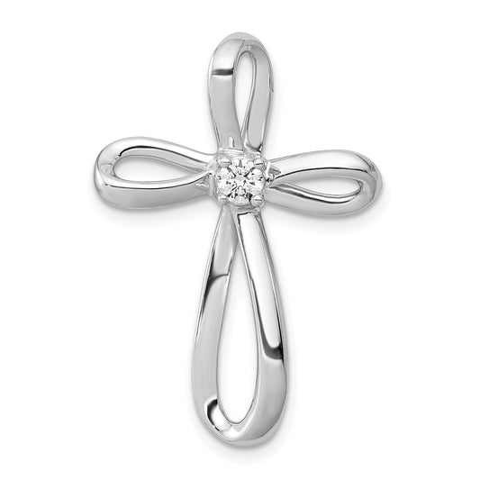 10K White Gold 10K 1/6Ct. Diamond Cross Chain Slide