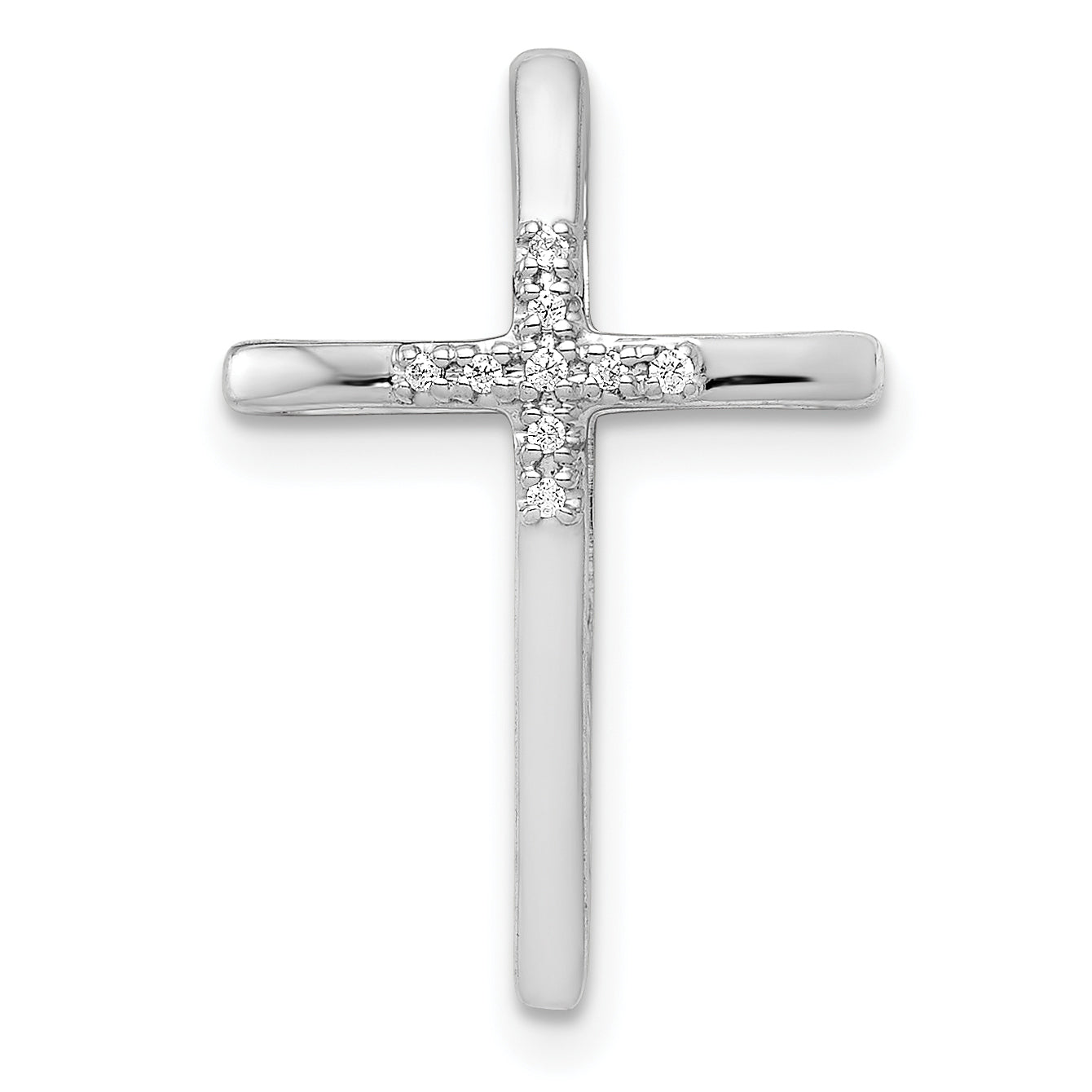 10K White Gold 10K .03Ct. Diamond Cross Chain Slide