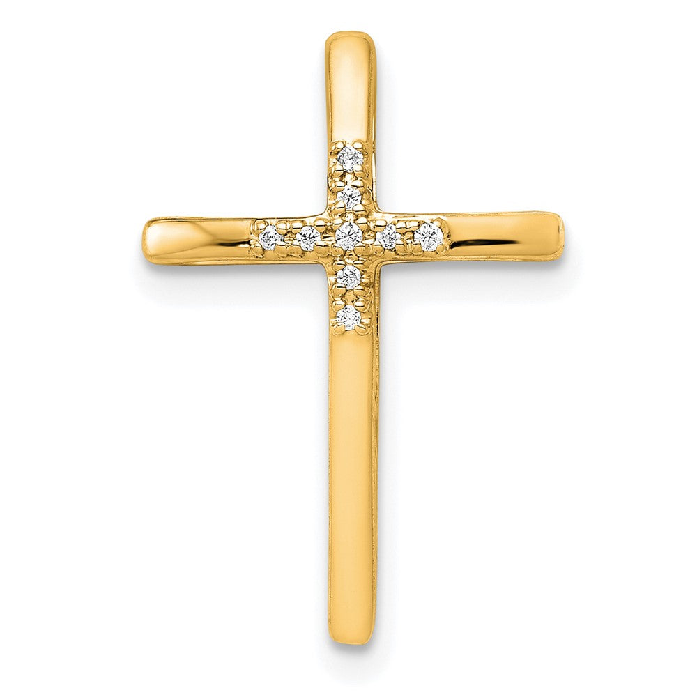 14K Yellow Gold .03ct. Real Diamond Cross Chain Slide