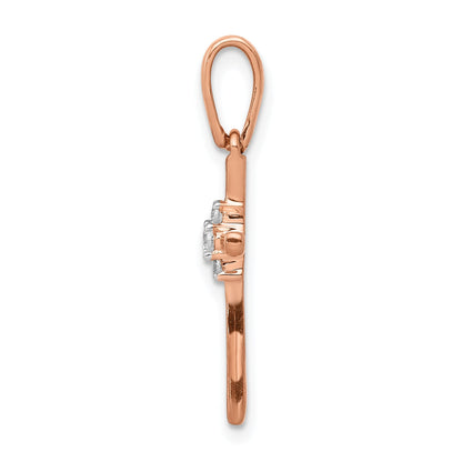 14K Rose Gold .03Ct. Diamond Cross Pendant