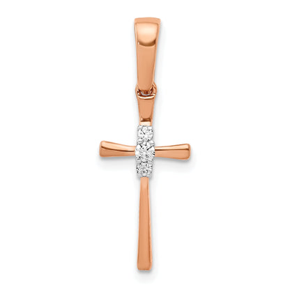 14K Rose Gold .03Ct. Diamond Cross Pendant