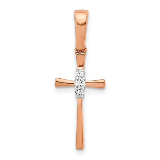 14K Rose Gold .03Ct. Diamond Cross Pendant
