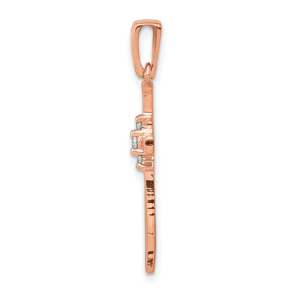 14K Rose Gold 1/20Ct. Diamond Cross Pendant