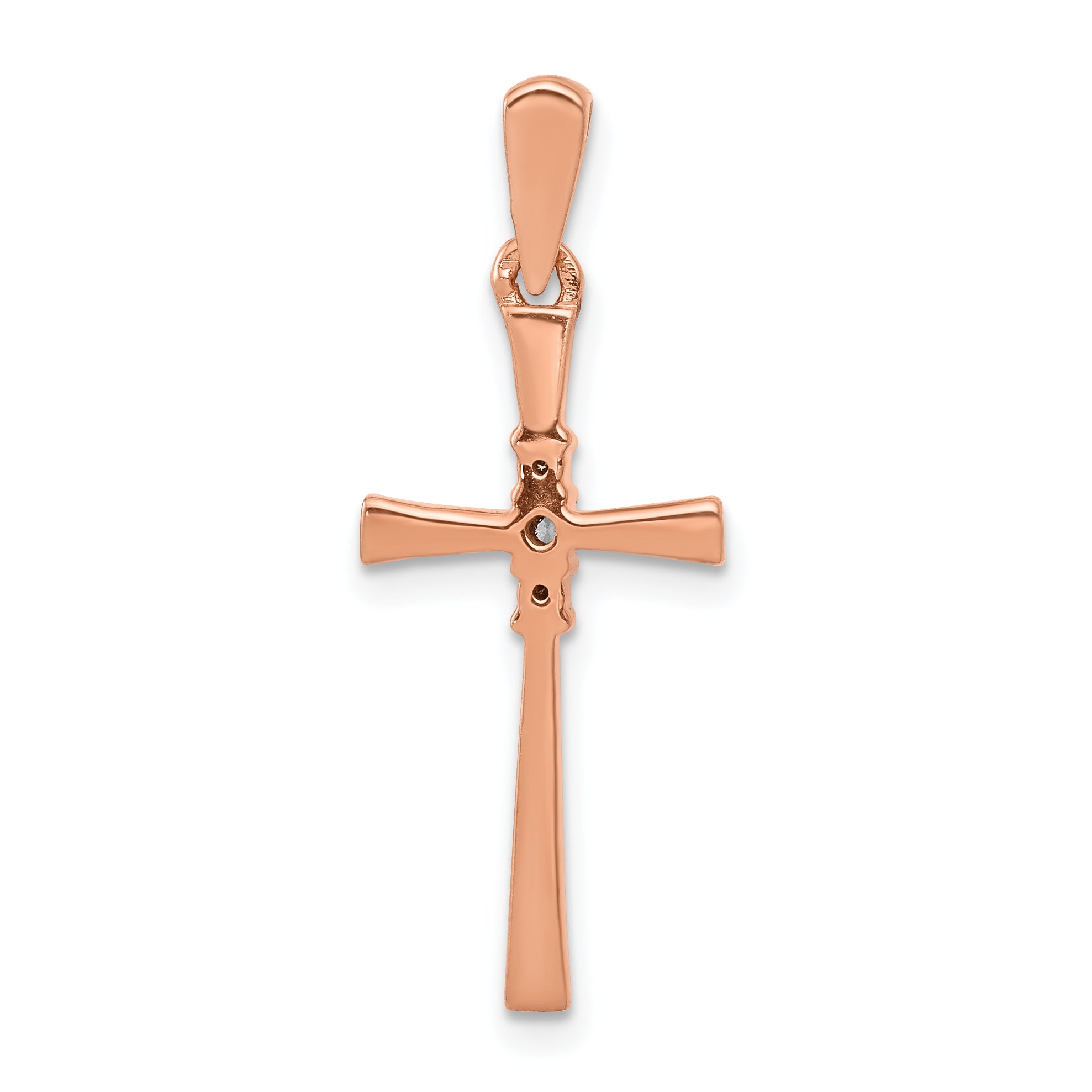 14K Rose Gold 1/20Ct. Diamond Cross Pendant