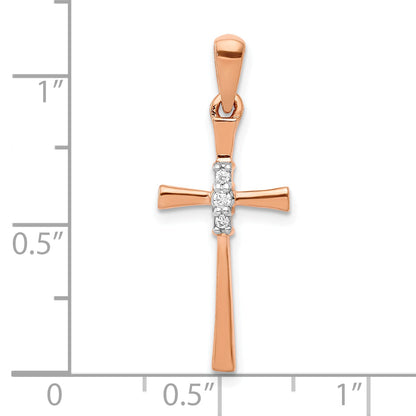 14K Rose Gold 1/20Ct. Diamond Cross Pendant