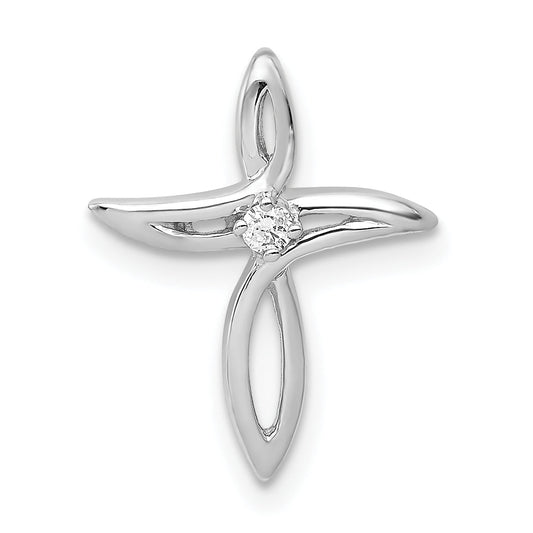 10K White Gold 10K Aa Diamond Cross Pendant