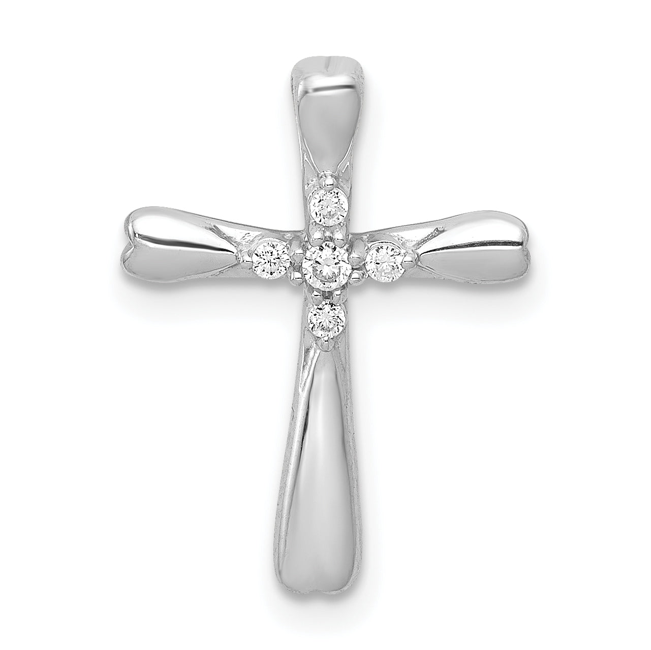 10K White Gold 10K 1/20Ct. 5-Stone Diamond Cross Chain Slide
