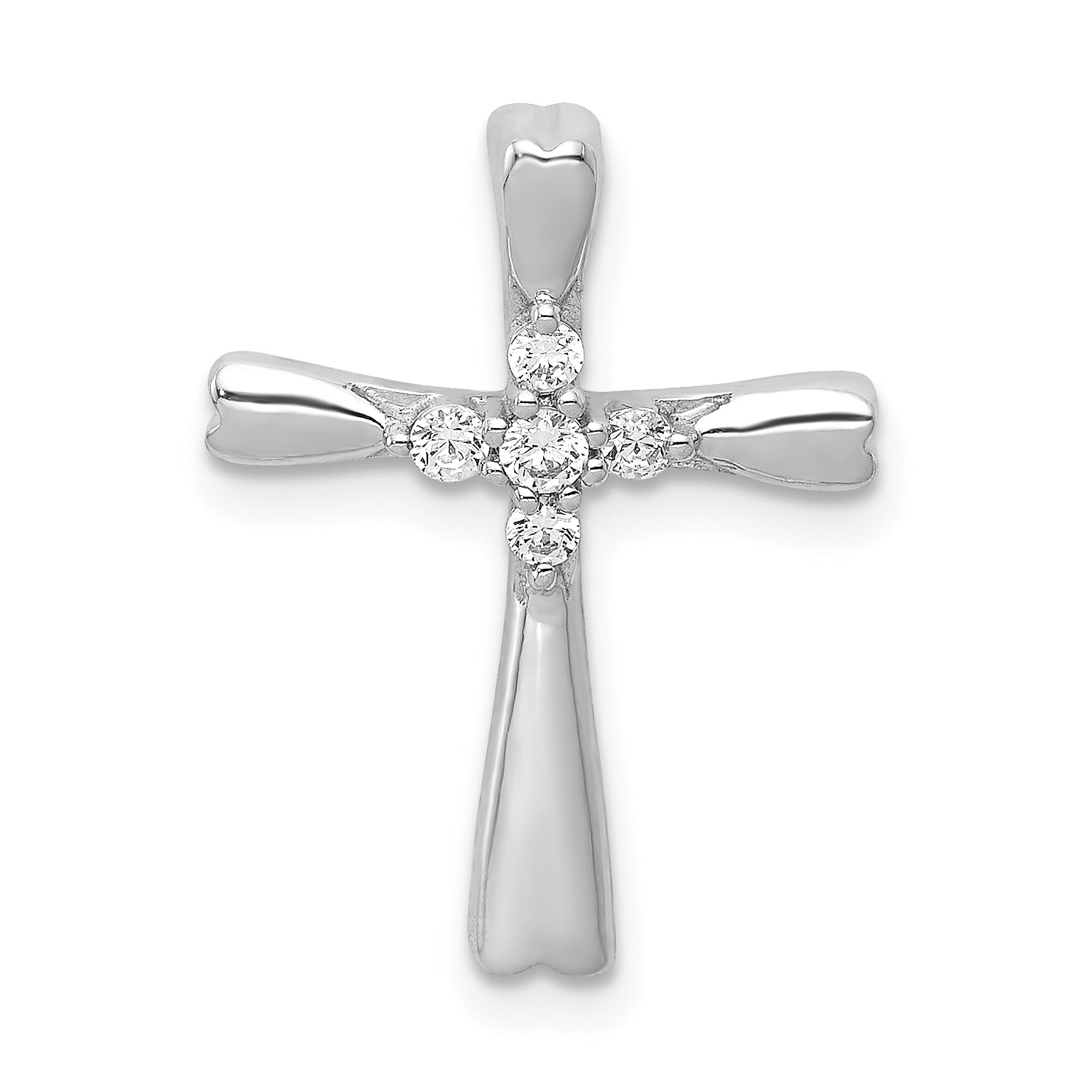 10K White Gold 10K 1/6Ct. 5-Stone Diamond Cross Chain Slide