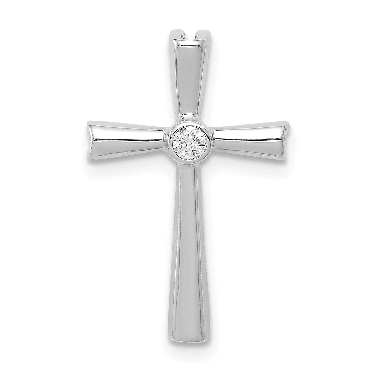 10K White Gold 10K Aa Diamond Cross Chain Slide