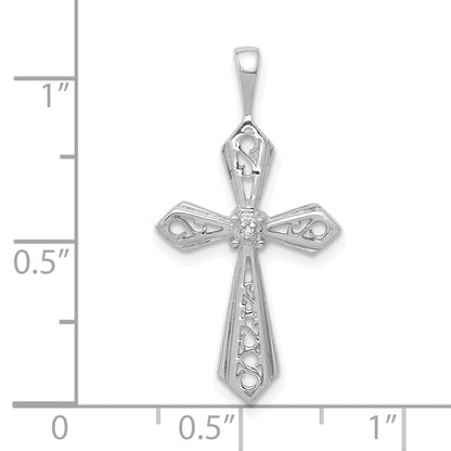 10K White Gold 10K Aa Diamond Passion Cross Pendant