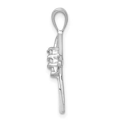 14K White Gold .01Ct. Diamond Cross Pendant