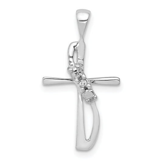 14K White Gold .01Ct. Diamond Cross Pendant