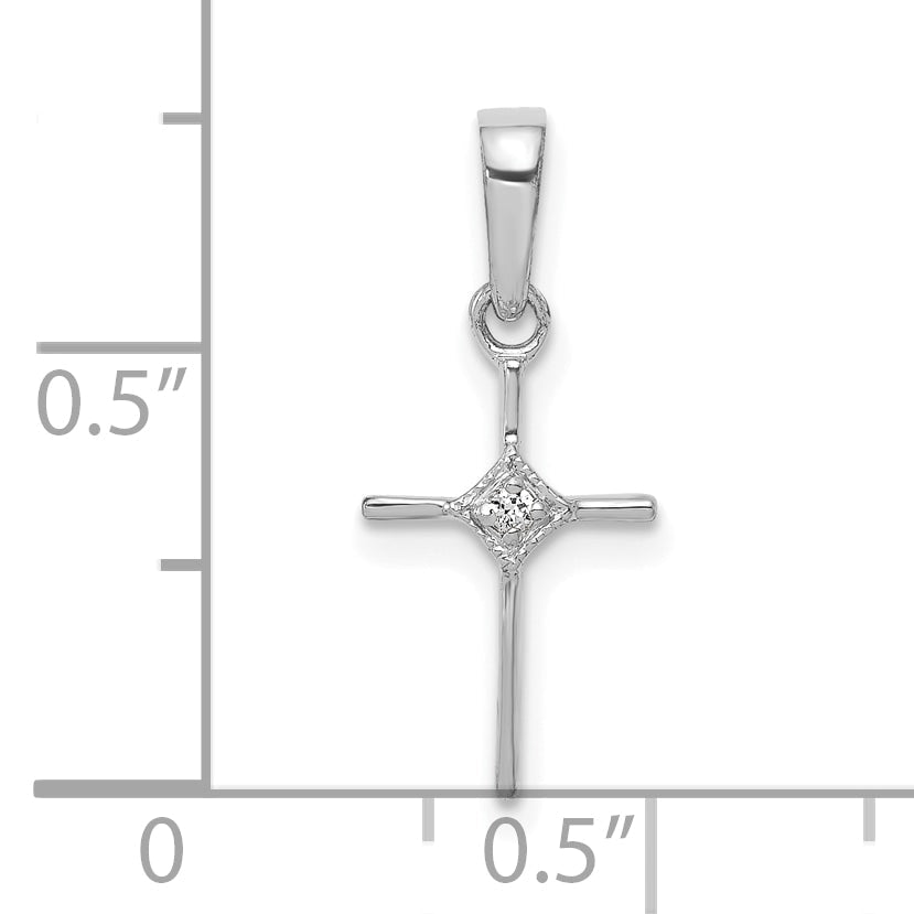 10K White Gold 10K Small .01Ct. Diamond Cross Pendant